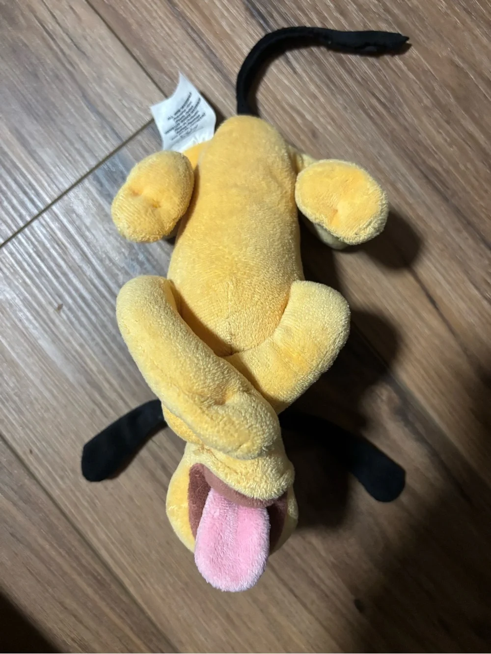 Disney Yellow Pluto Plush Dog Toy with Black Ears and Pink Tongue